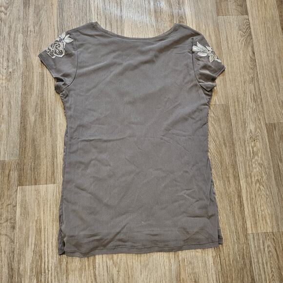 INC International Concepts Mesh Floral Top Women L Beige Grunge Cottage Boho Y2K - Picture 5 of 8